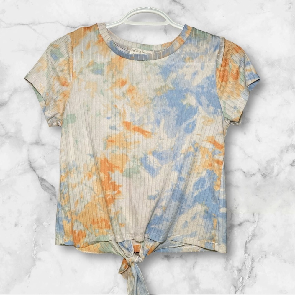 Full Circle Trends Tie Dye Cropped Ribbed Tee - Pastel Colors